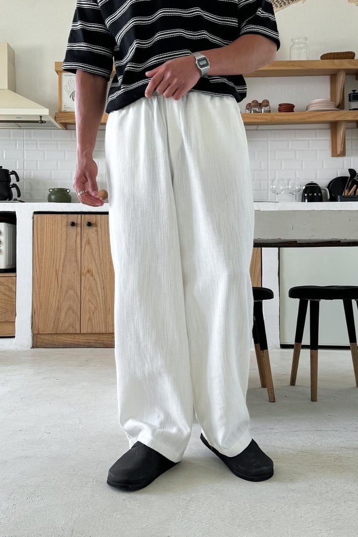 Bel Lastikli Keten Baggy Pantolon