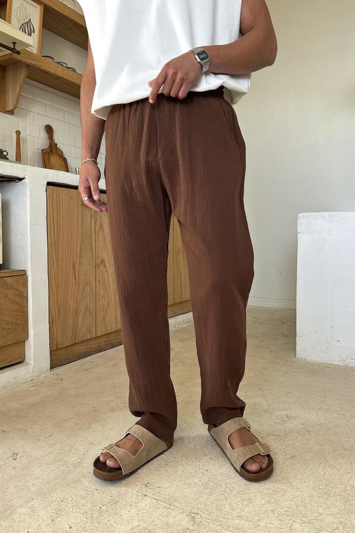 Bel Lastikli Müslin Kumaş Pantolon