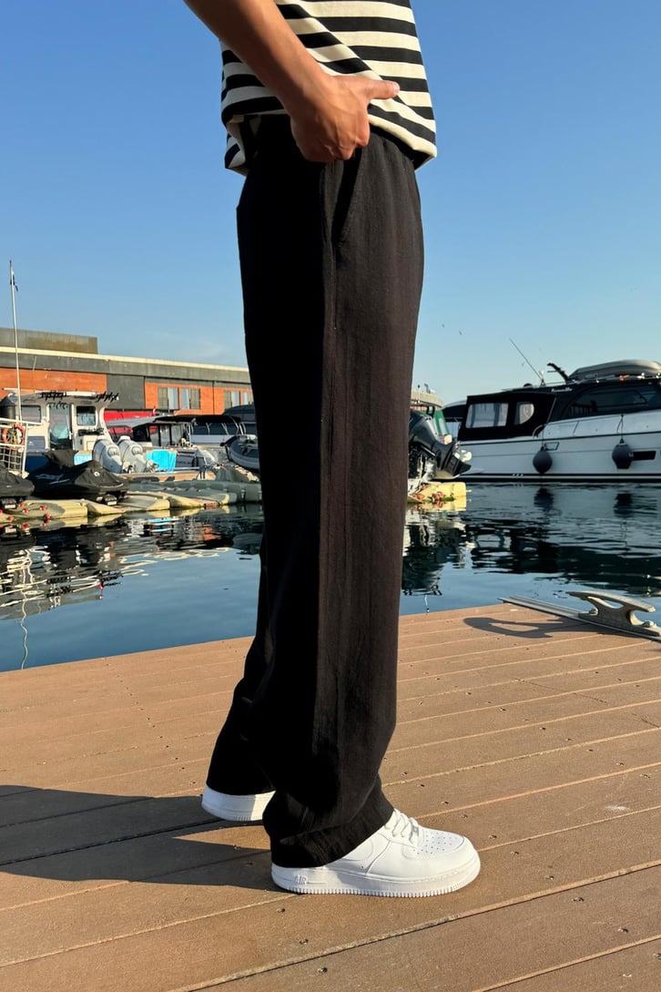 Bel Lastikli Rahat Keten Pantolon