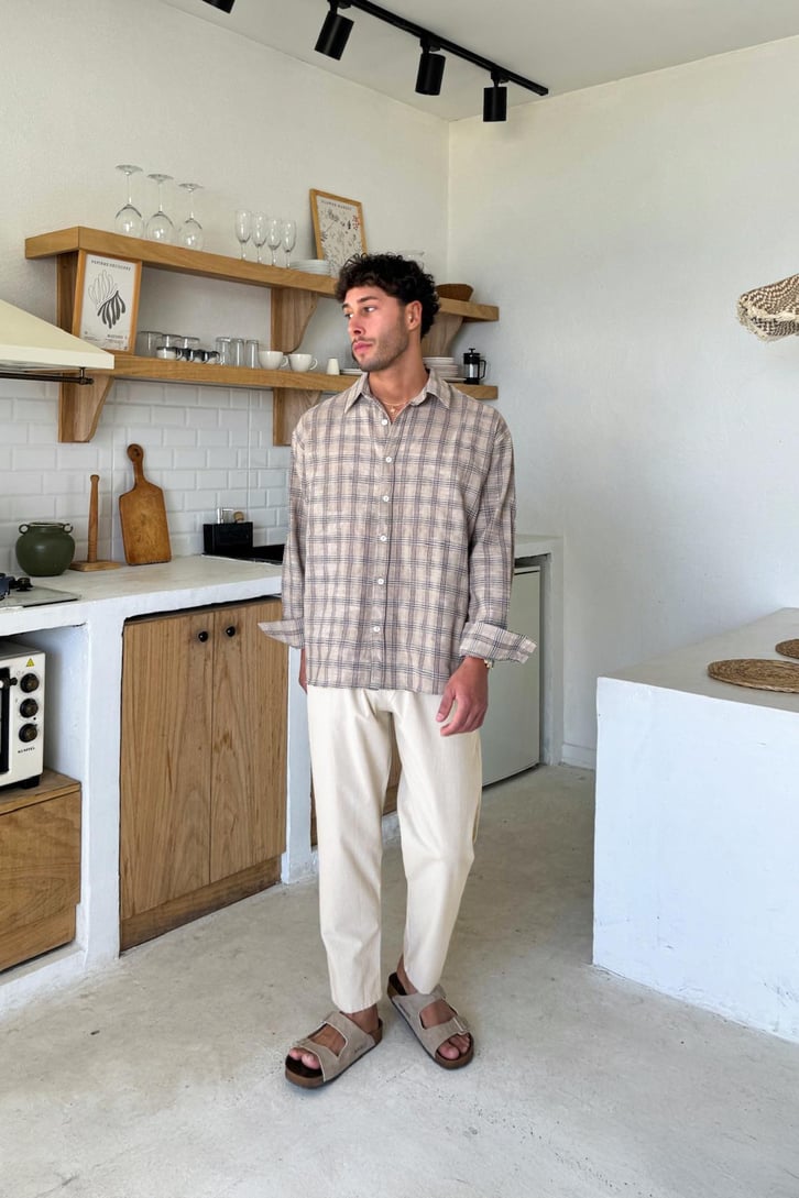 Bel Lastikli Regular Keten  Pantolon