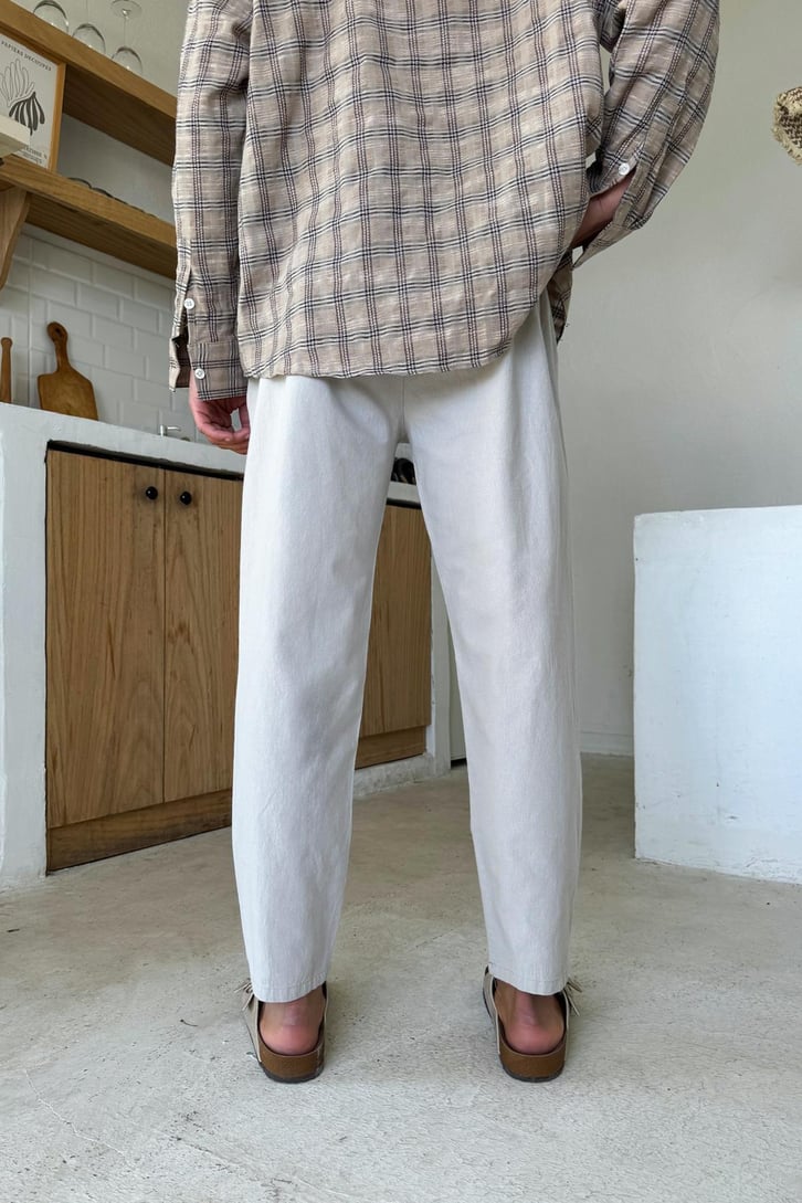 Bel Lastikli Regular Keten  Pantolon
