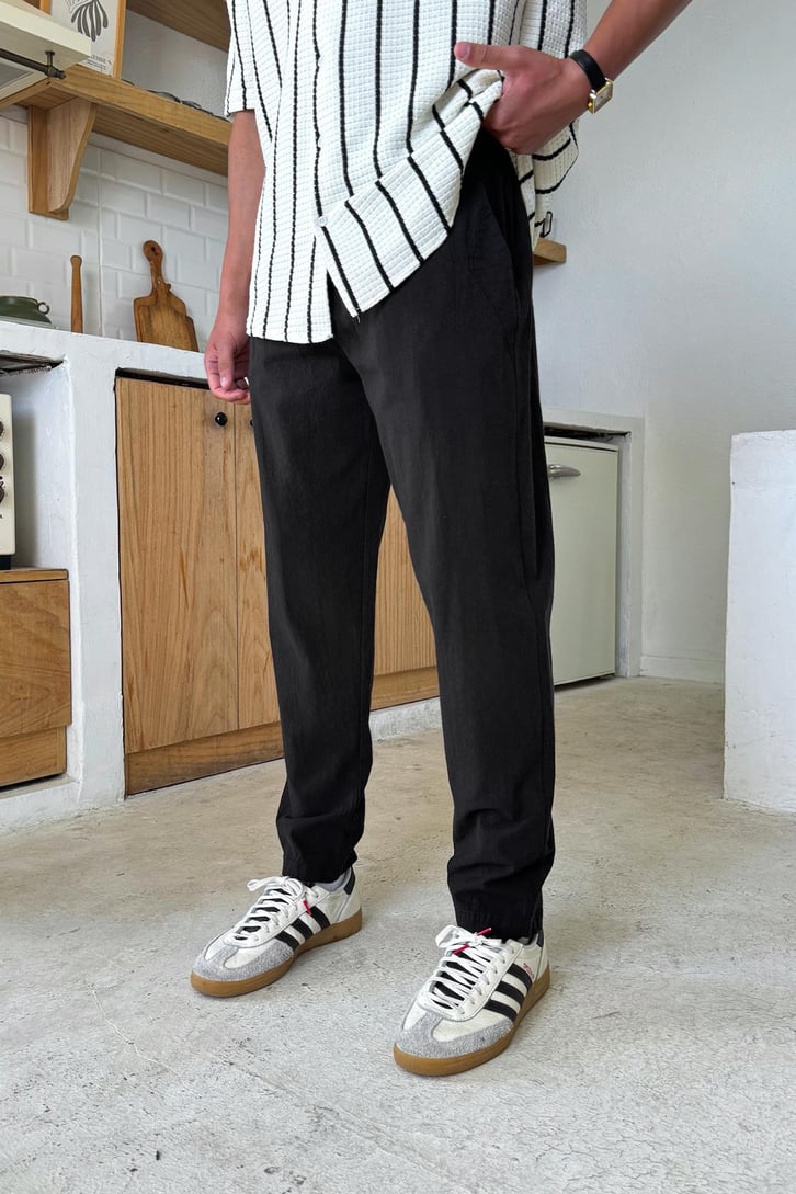 Bel Lastikli Regular Keten  Pantolon