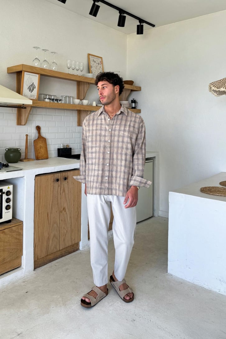 Bel Lastikli Regular Keten  Pantolon