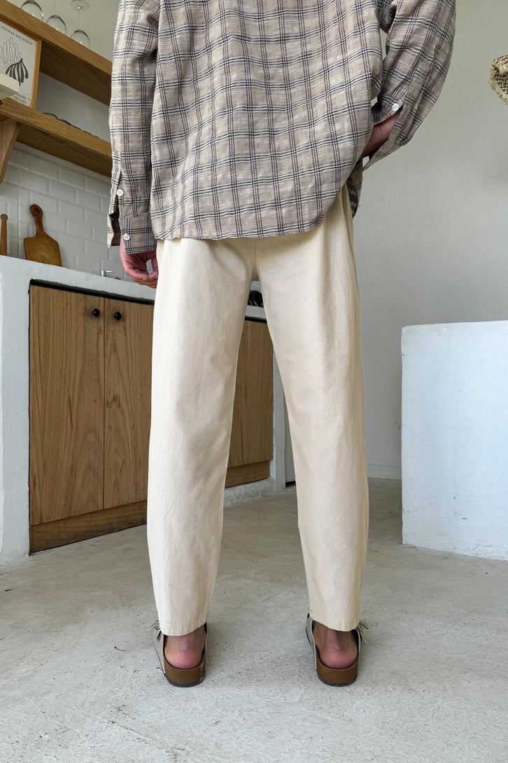 Bel Lastikli Regular Keten  Pantolon