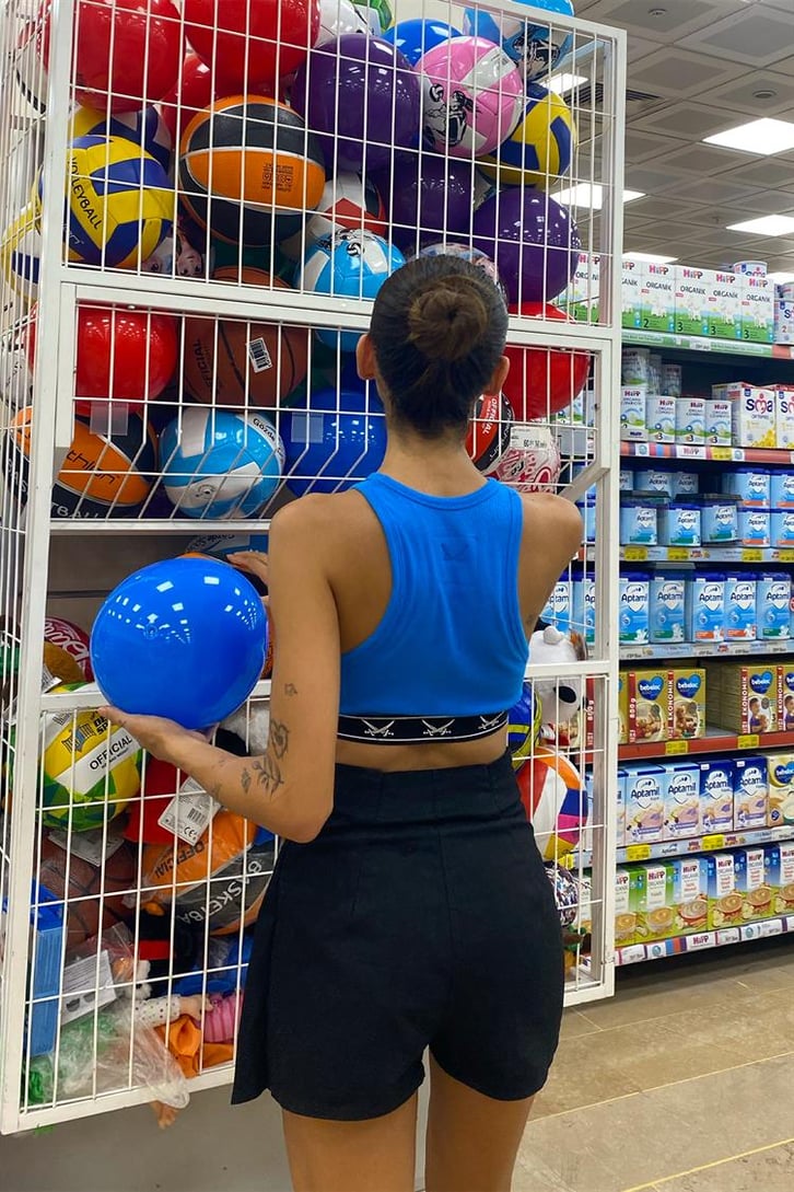 Bel Lastikli Saks Mavisi Crop