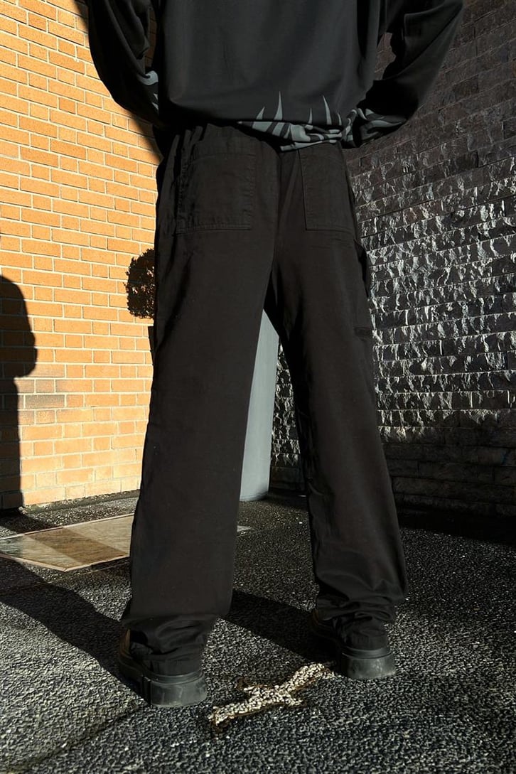 Bel Lastikli Siyah Baggy Pantolon