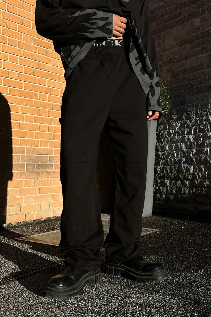 Bel Lastikli Siyah Baggy Pantolon