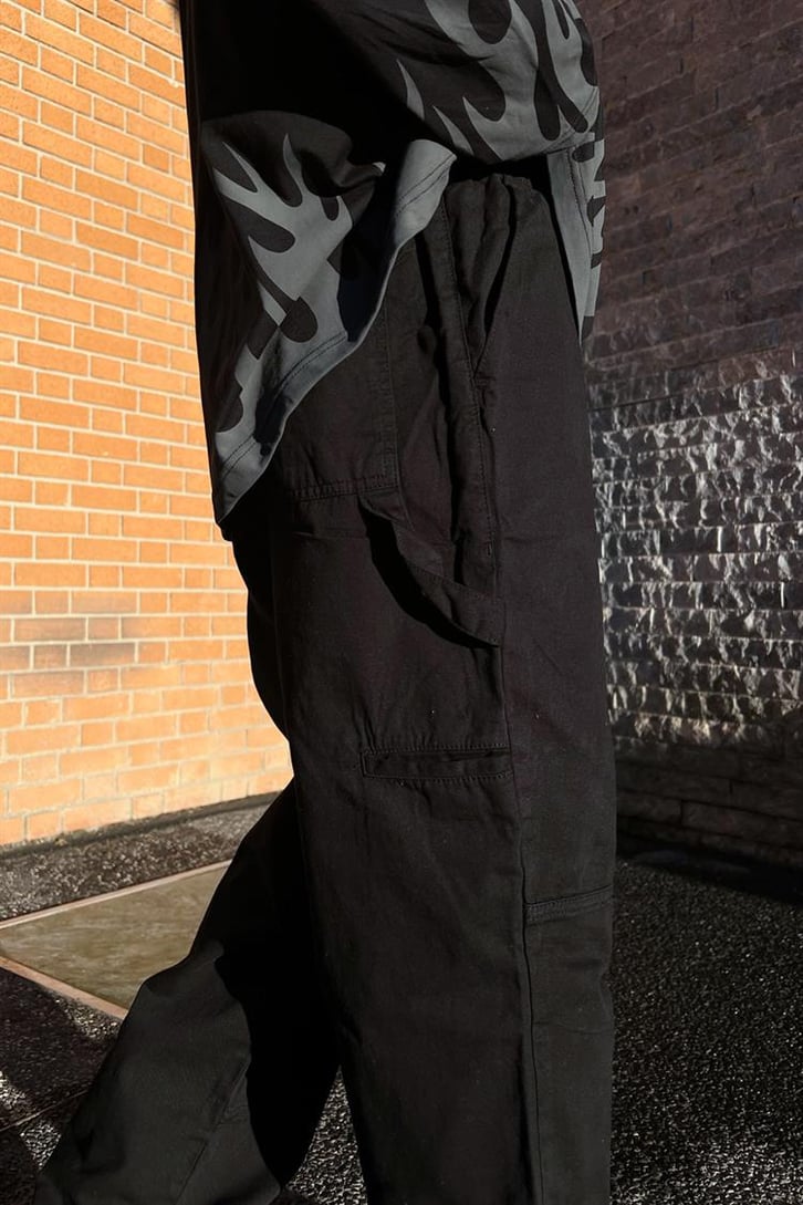 Bel Lastikli Siyah Baggy Pantolon