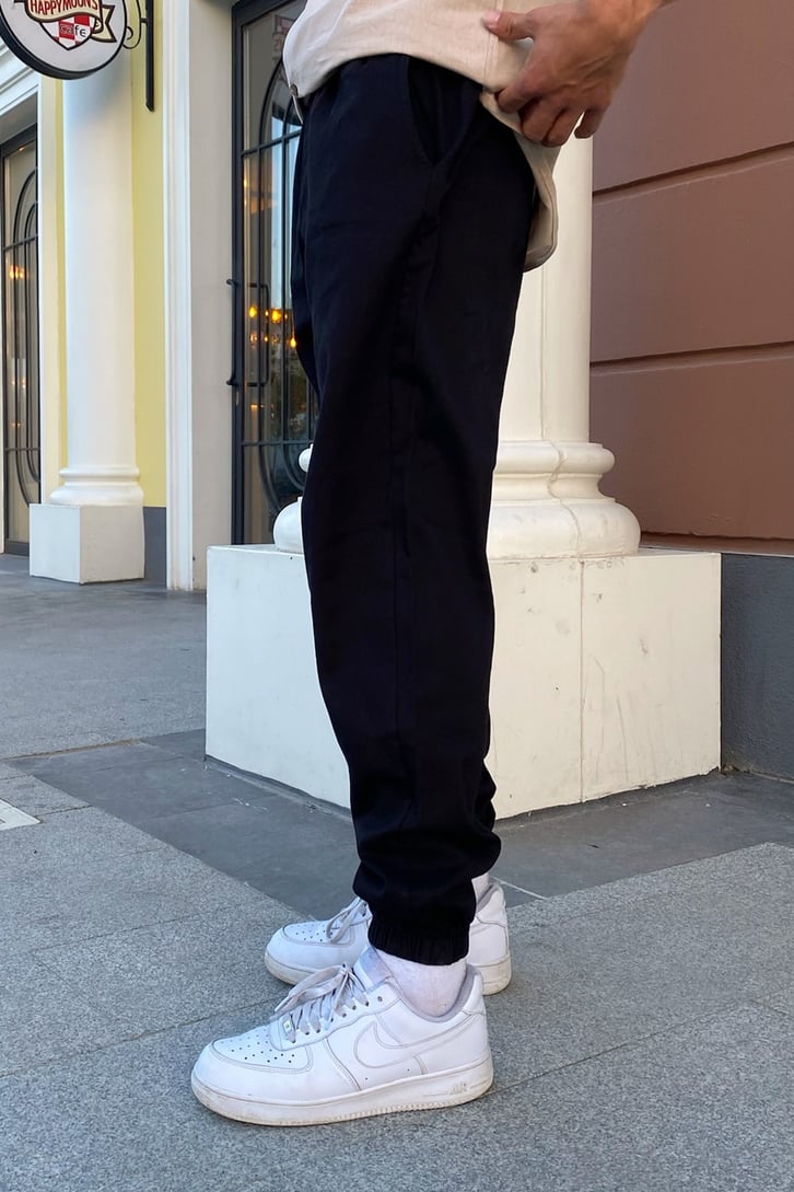 Bel Lastikli Siyah Jogger Pantolon