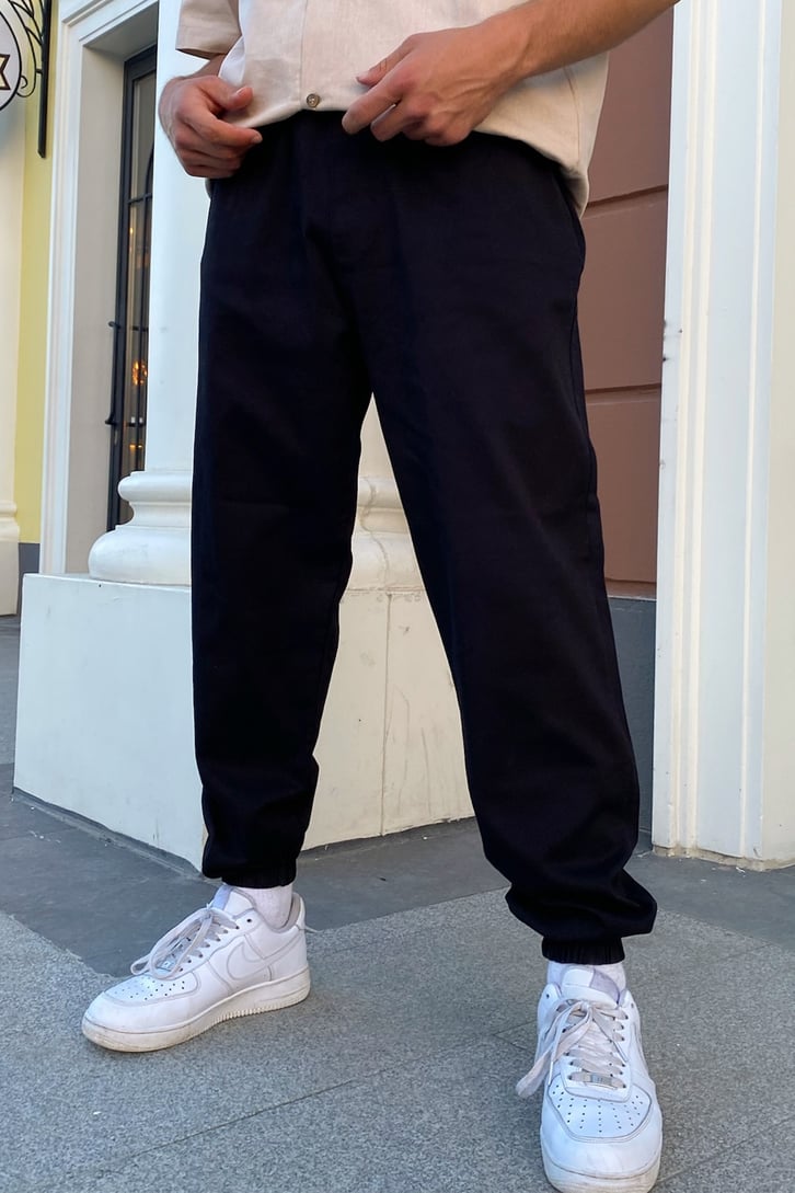 Bel Lastikli Siyah Jogger Pantolon