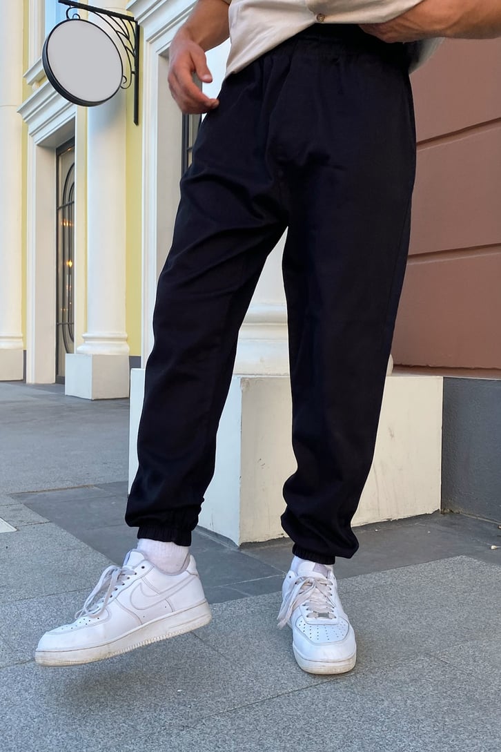 Bel Lastikli Siyah Jogger Pantolon