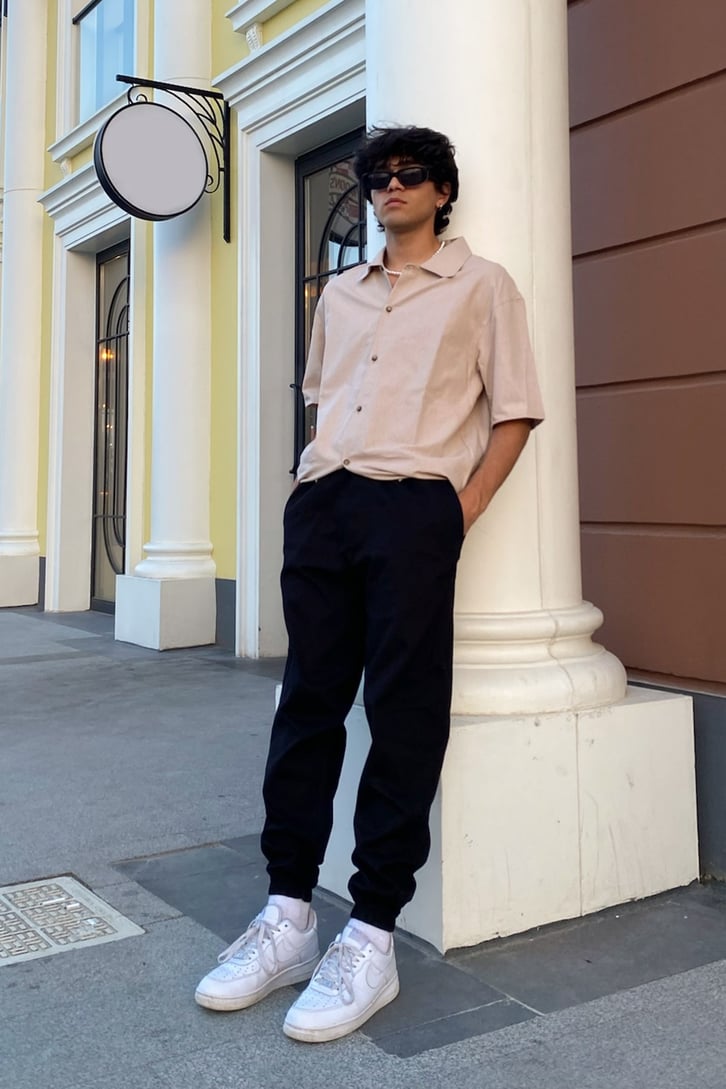 Bel Lastikli Siyah Jogger Pantolon