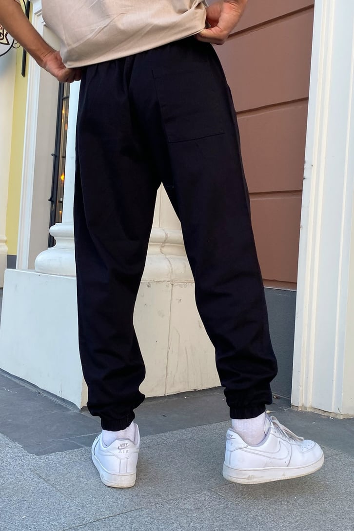 Bel Lastikli Siyah Jogger Pantolon
