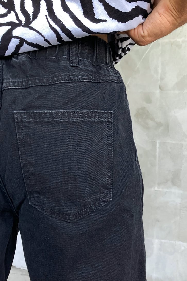 Bel Lastikli Siyah Regular Fit Jean
