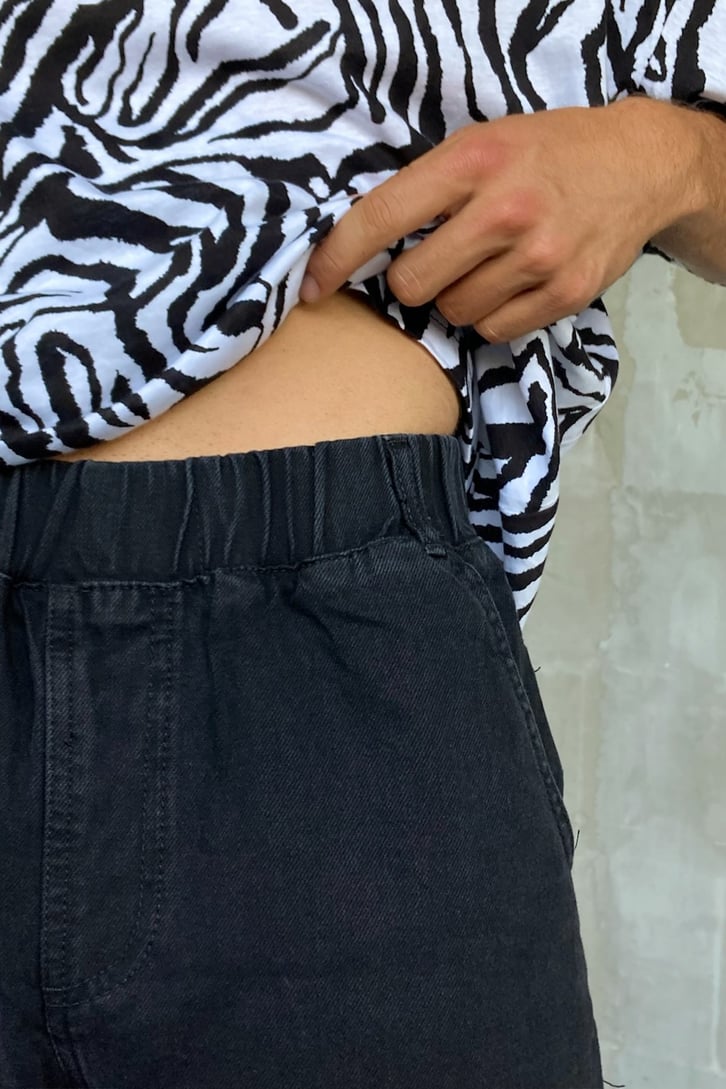 Bel Lastikli Siyah Regular Fit Jean