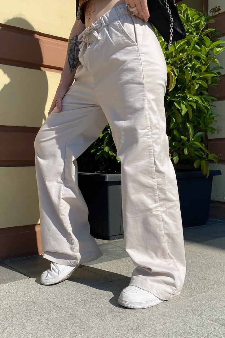 Bel Lastikli Taş Rengi Baggy Pantolon