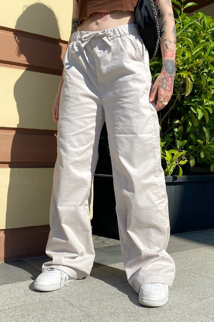 Bel Lastikli Taş Rengi Baggy Pantolon