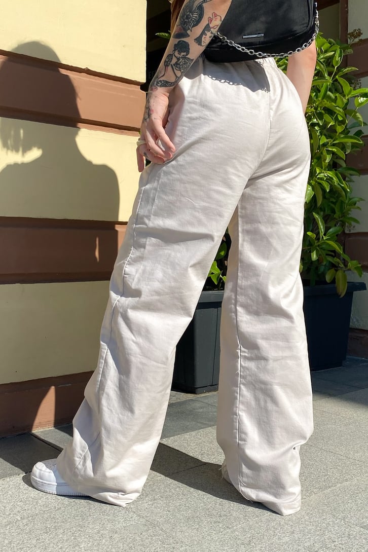 Bel Lastikli Taş Rengi Baggy Pantolon