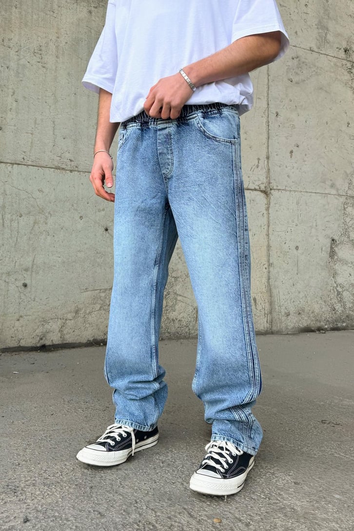 Bel Lastikli Yan Dikiş Detay Regular Jean