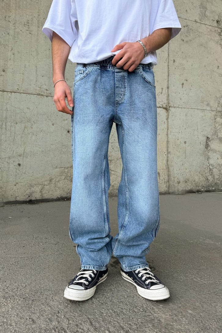 Bel Lastikli Yan Dikiş Detay Regular Jean