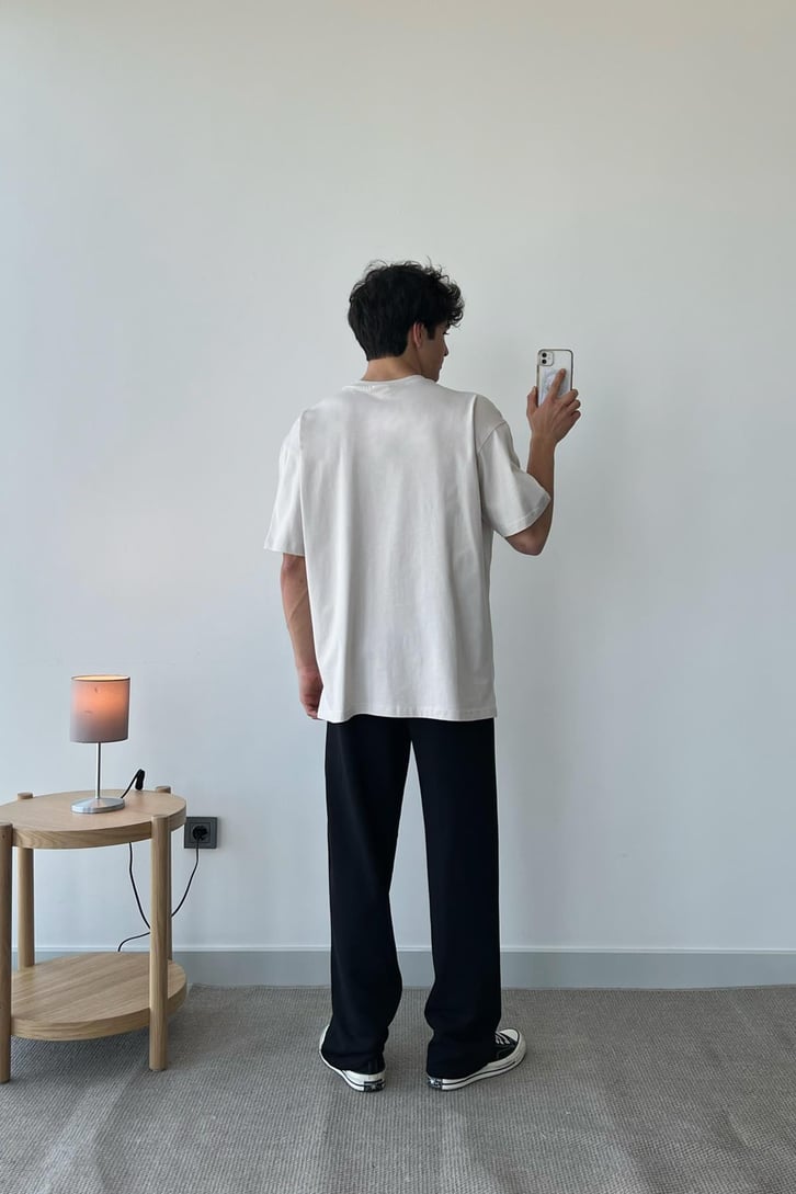 Beli Lastikli Basic Lacivert Baggy Eşofman