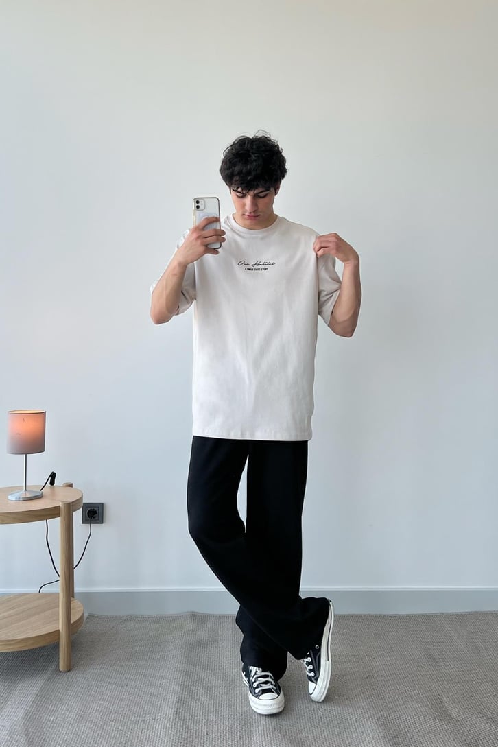 Beli Lastikli Basic Lacivert Baggy Eşofman