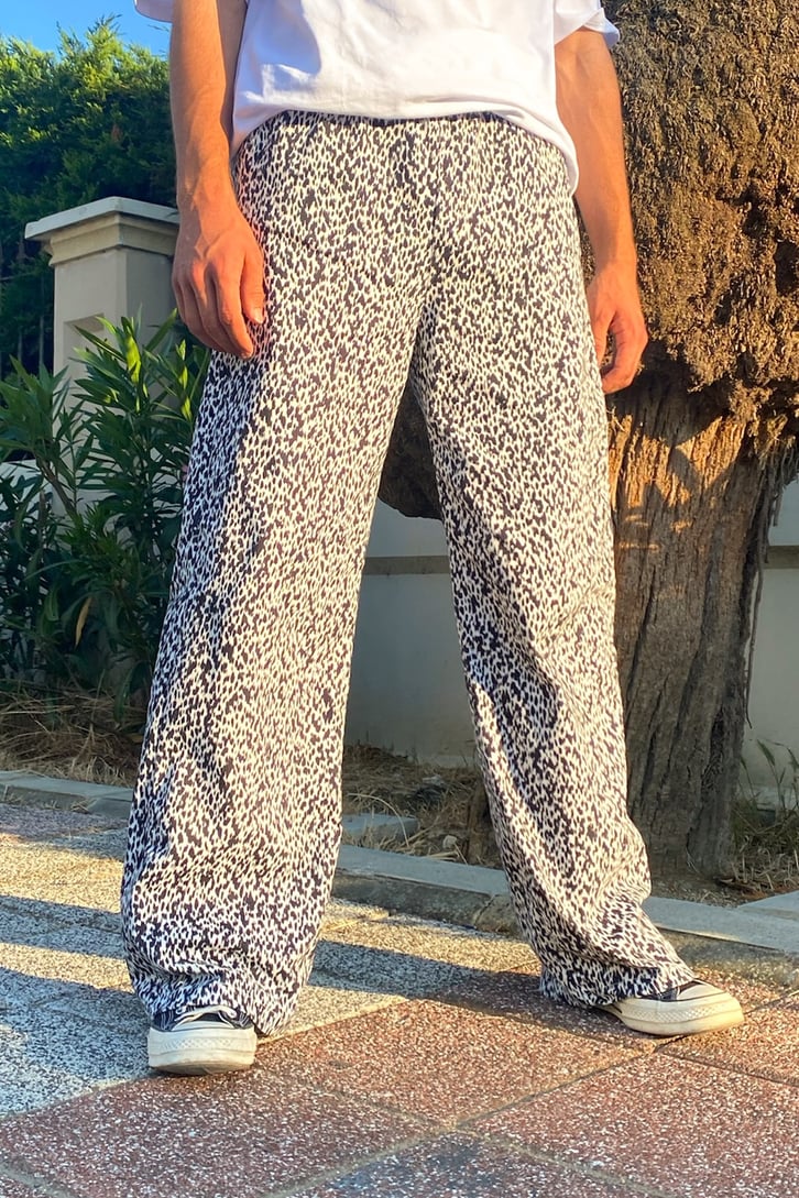 Benekli Bel Lastikli Baggy Pantolon