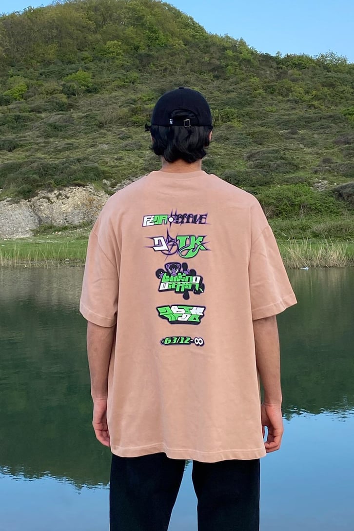 Beta Versions Baskılı Pudra Oversize Tshirt