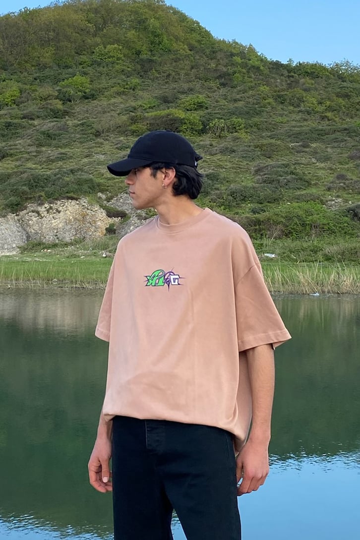 Beta Versions Baskılı Pudra Oversize Tshirt