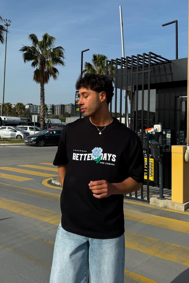 Better Days Baskılı Oversize Tişört