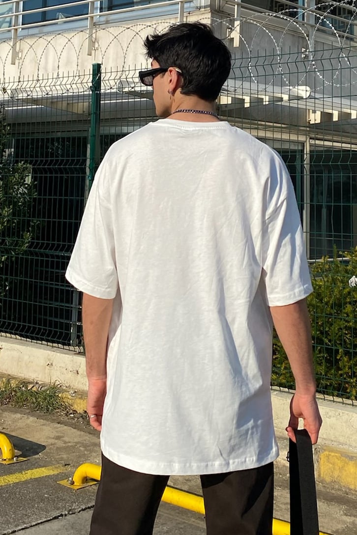 Beyaz Oversize Basic Premium Tee