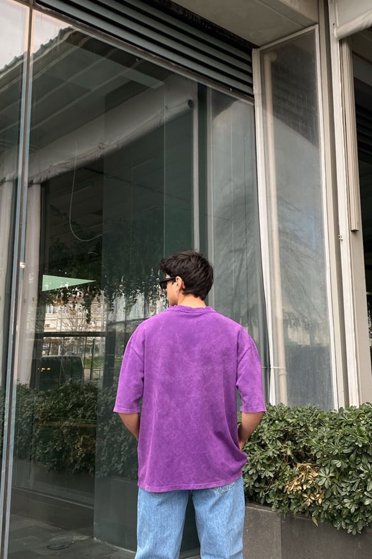 Biology Printed Oversize Purple Tshirt