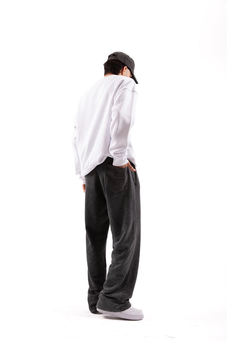 Bisiklet Yaka Basic Beyaz Sweatshırt