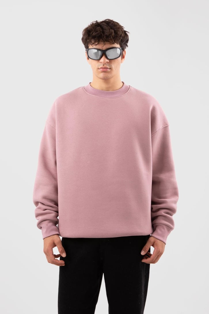 Bisiklet Yaka Basic Beyaz Sweatshırt