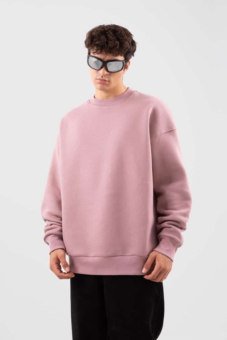 Bisiklet Yaka Basic Beyaz Sweatshırt