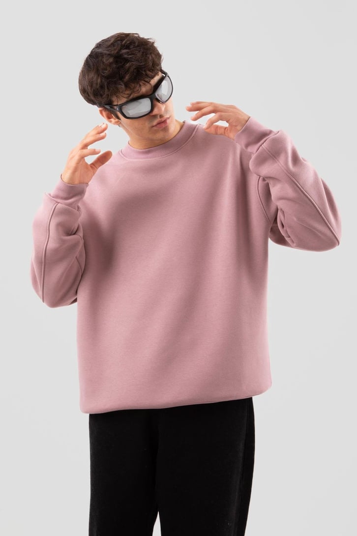 Bisiklet Yaka Basic Beyaz Sweatshırt