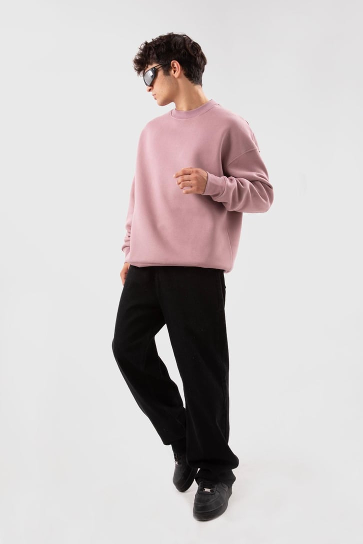 Bisiklet Yaka Basic Beyaz Sweatshırt