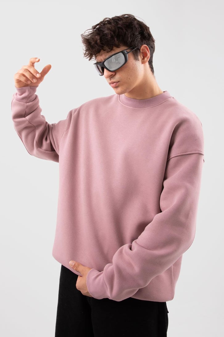 Bisiklet Yaka Basic Beyaz Sweatshırt