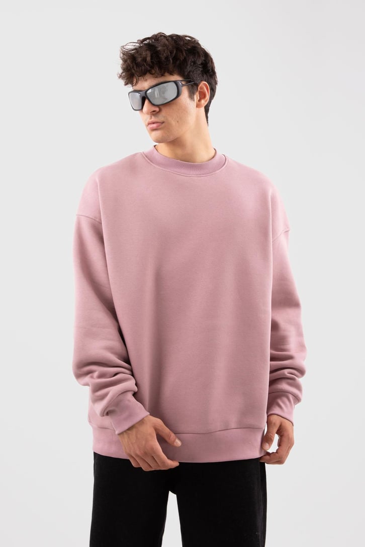 Bisiklet Yaka Basic Beyaz Sweatshırt