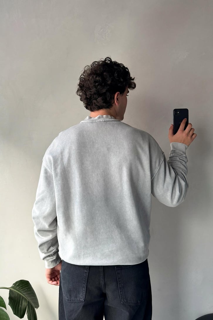 Bisiklet Yaka Basic Oversize Sweatshirt