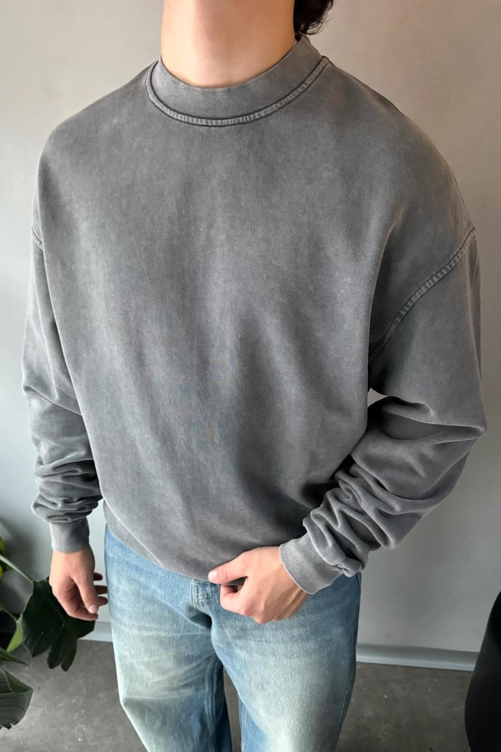 Bisiklet Yaka Basic Oversize Sweatshirt