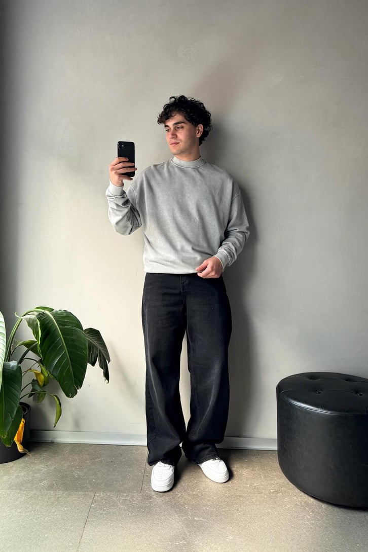 Bisiklet Yaka Basic Oversize Sweatshirt