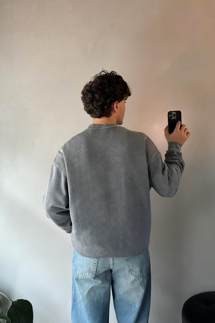 Bisiklet Yaka Basic Oversize Sweatshirt