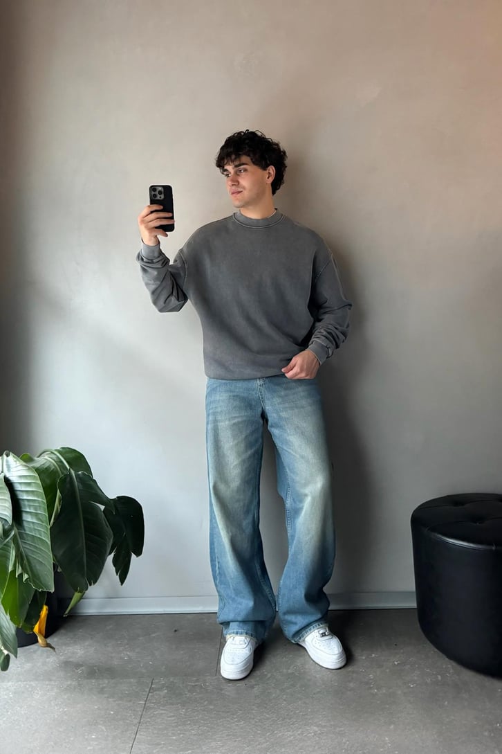 Bisiklet Yaka Basic Oversize Sweatshirt