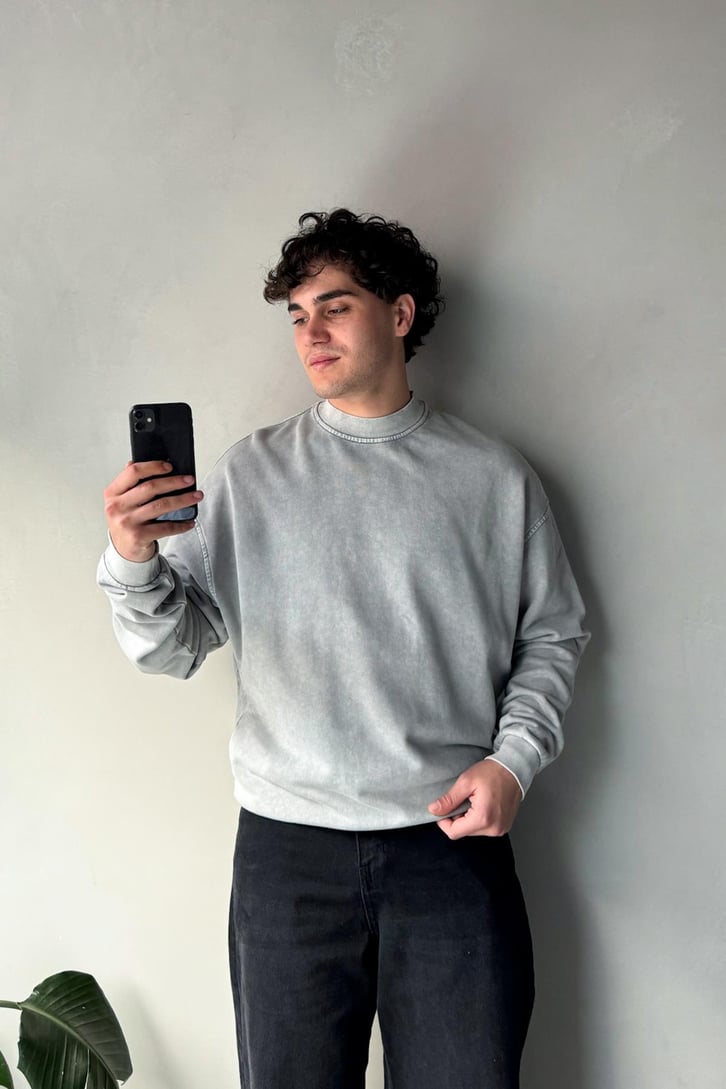 Bisiklet Yaka Basic Oversize Sweatshirt