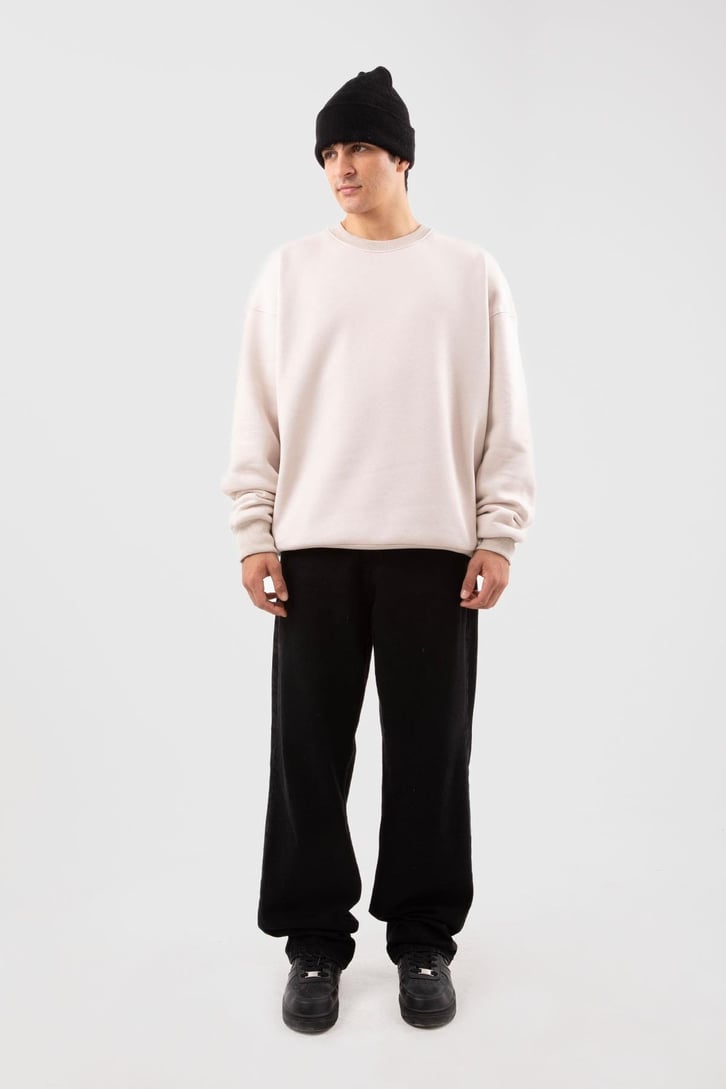 Bisiklet Yaka Basic Taş Rengi Sweatshırt