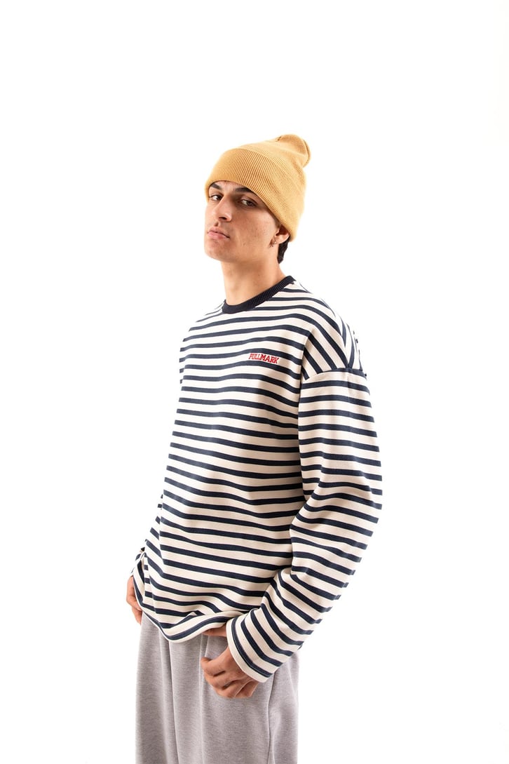 Bisiklet Yaka Lacivert Oversize Sweatshirt
