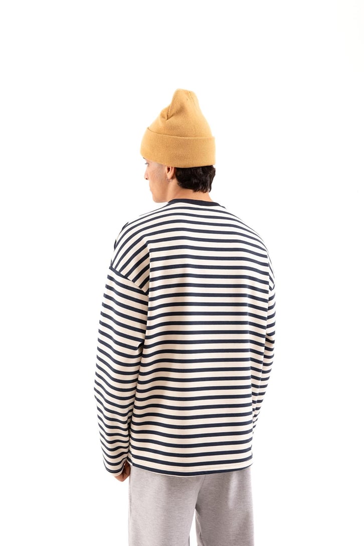 Bisiklet Yaka Lacivert Oversize Sweatshirt