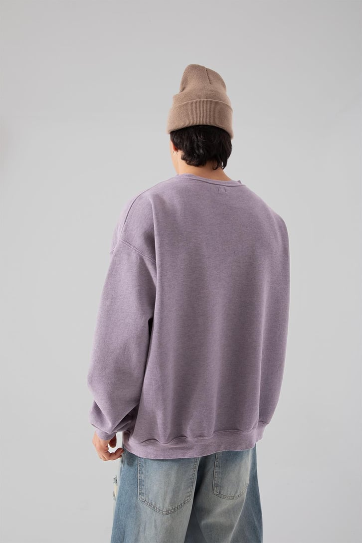 Bisiklet Yaka Lila Oversize Sweatshırt