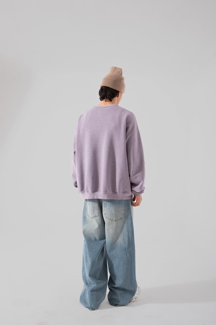 Bisiklet Yaka Lila Oversize Sweatshırt
